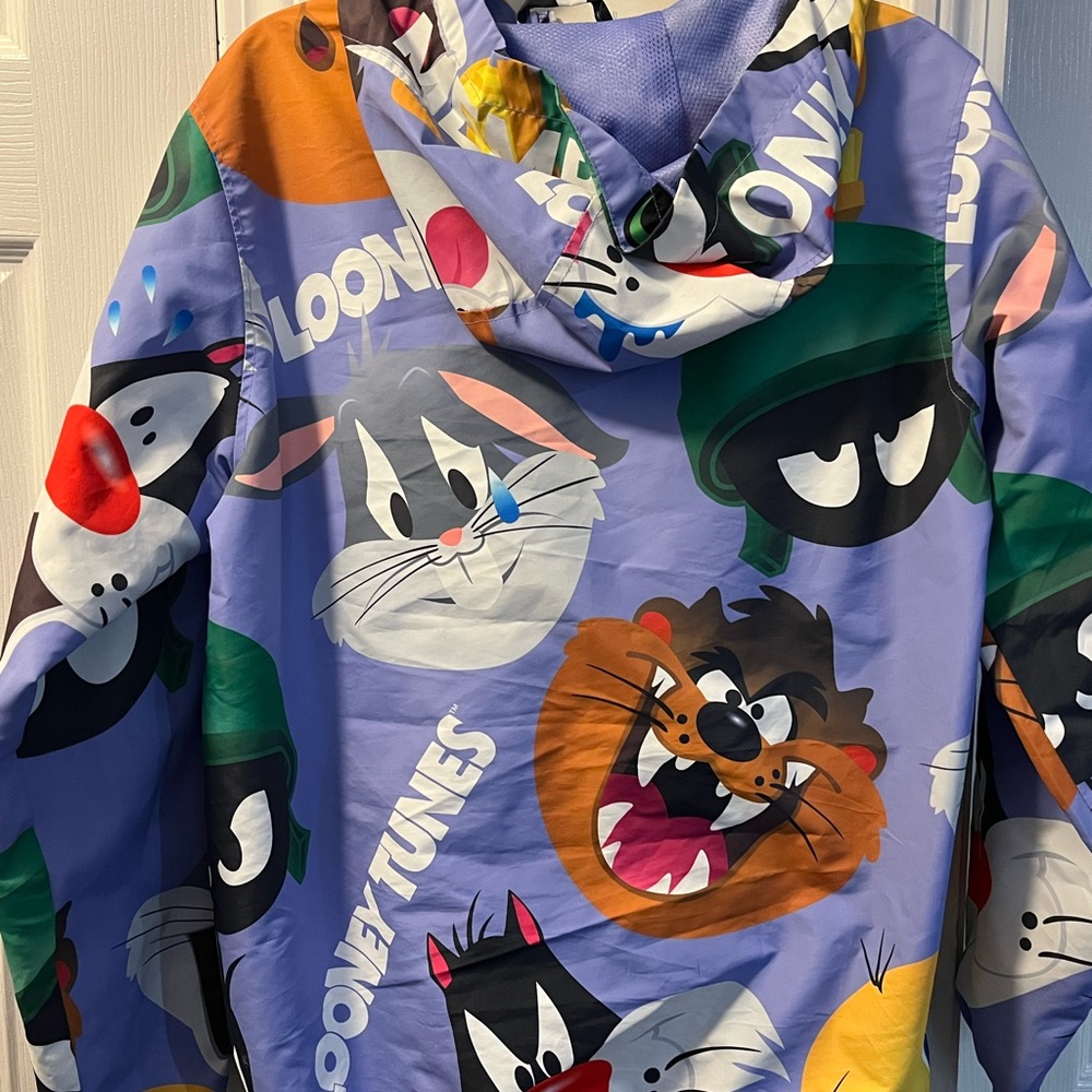 Members Only Looney Tunes Full Zip Windbreaker Hooded Jacket S Small - Picture 7 of 9